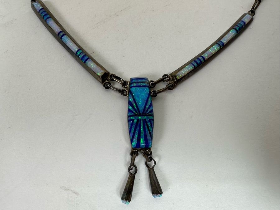 D. Lucio Native American Zuni Sterling Silver Pendant 16' Necklace With Matching Earrings 19.3g [CA] [Photo 9]