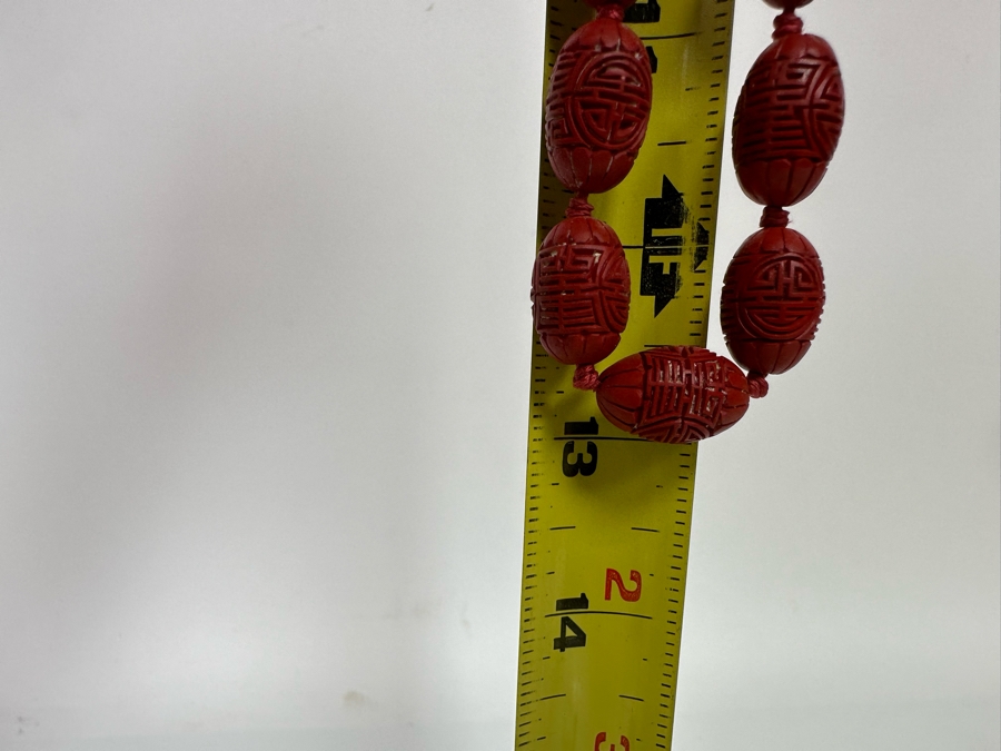 Chinese Carved Beaded 26' Necklace With Silver Clasp [CA] [Photo 8]