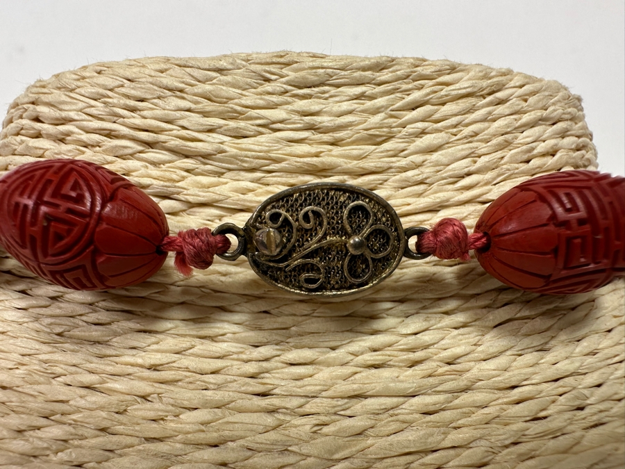 Chinese Carved Beaded 26' Necklace With Silver Clasp [CA] [Photo 7]