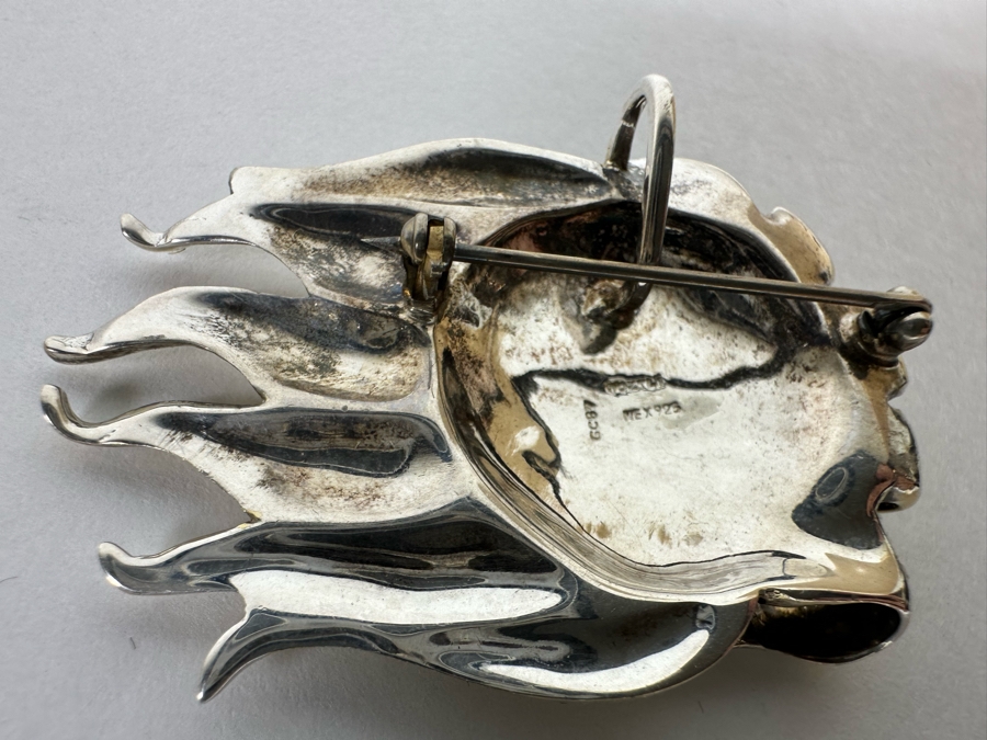 Sterling Silver Mexican Sun Pendant / Brooch Pin Signed Toztla 25.5g [CA] [Photo 7]