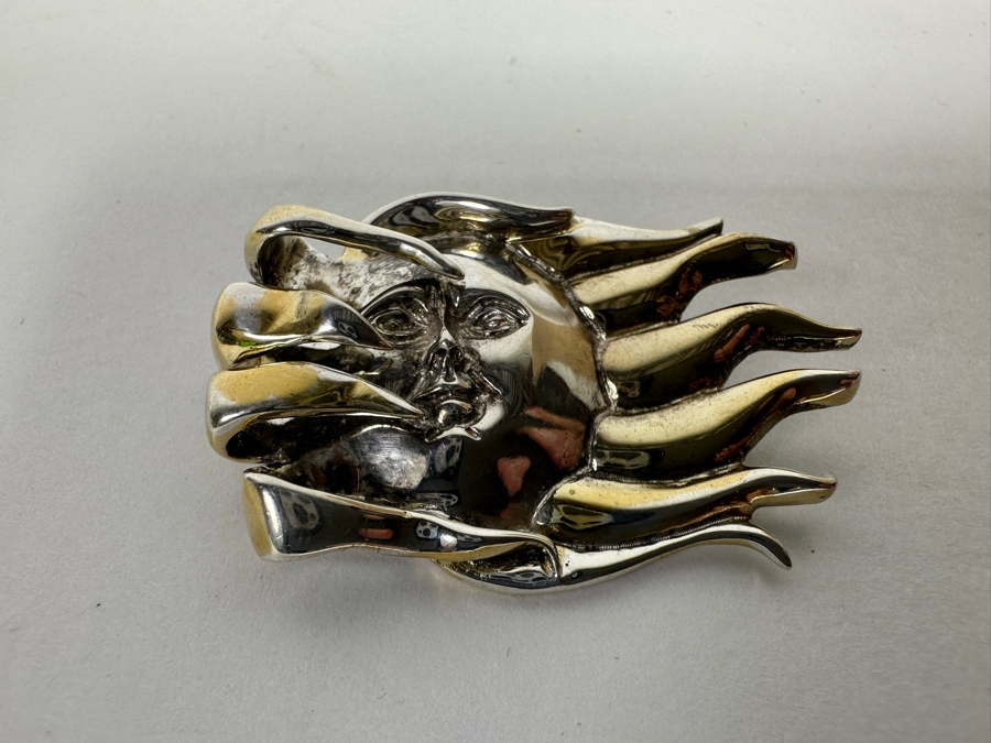 Sterling Silver Mexican Sun Pendant / Brooch Pin Signed Toztla 25.5g [CA] [Photo 4]