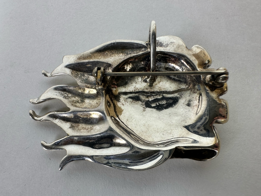 Sterling Silver Mexican Sun Pendant / Brooch Pin Signed Toztla 25.5g [CA] [Photo 6]