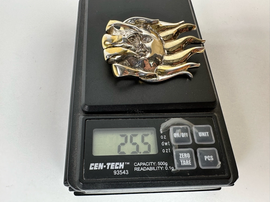 Sterling Silver Mexican Sun Pendant / Brooch Pin Signed Toztla 25.5g [CA] [Photo 10]