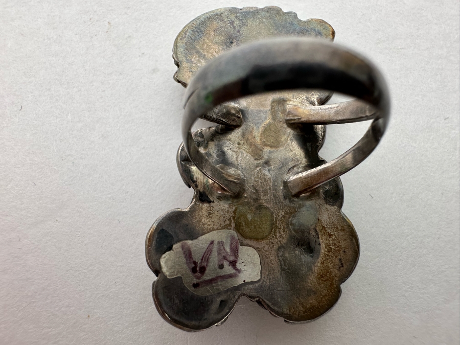 Native American Sterling Silver Turquoise & Red Coral Ring Size 6.5 10.8g [CA] [Photo 9]