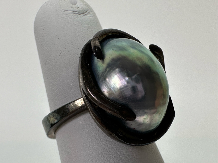 Sterling Silver Pearl Ring Size 4.25 4.5g [CA] [Photo 5]