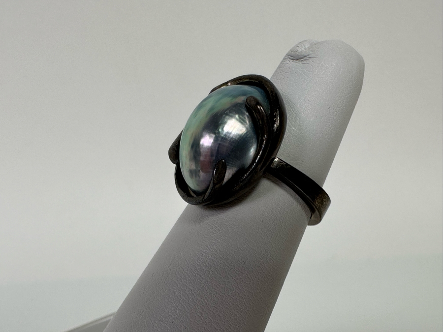 Sterling Silver Pearl Ring Size 4.25 4.5g [CA] [Photo 7]