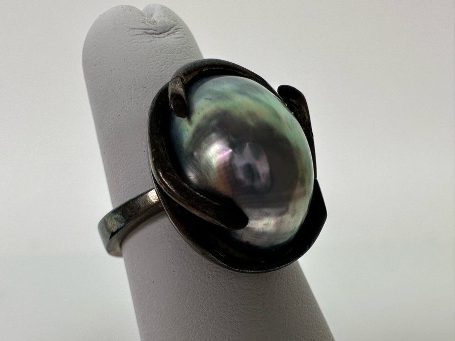 Sterling Silver Pearl Ring Size 4.25 4.5g [CA] [Photo 6]