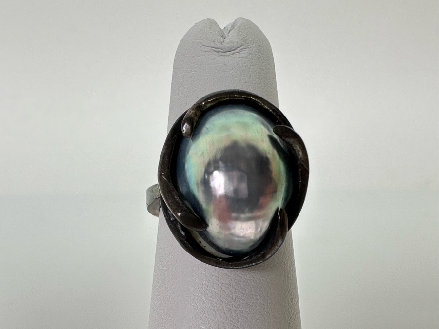 Sterling Silver Pearl Ring Size 4.25 4.5g [CA] [Photo 2]