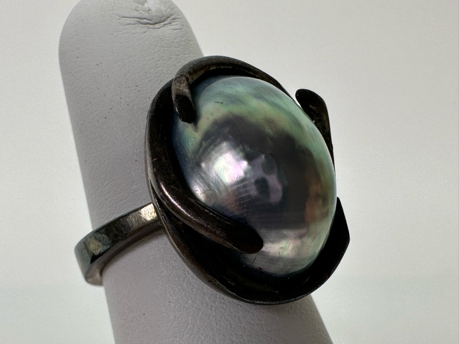 Sterling Silver Pearl Ring Size 4.25 4.5g [CA] [Photo 4]