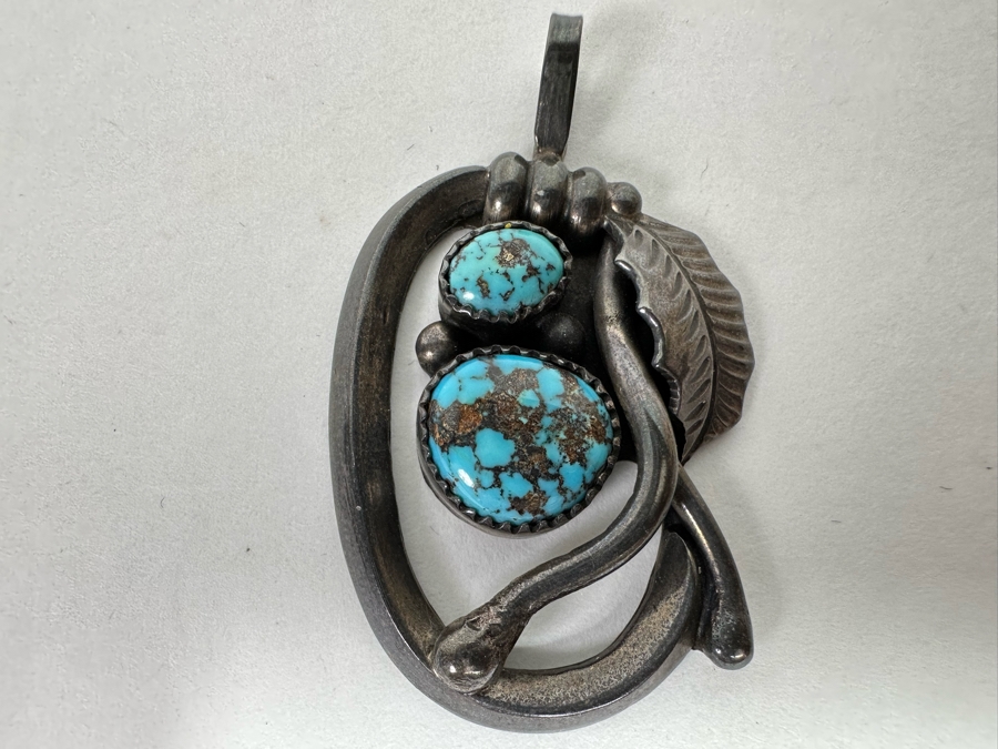 Sterling silver turquoise pendant hotsell 1.75