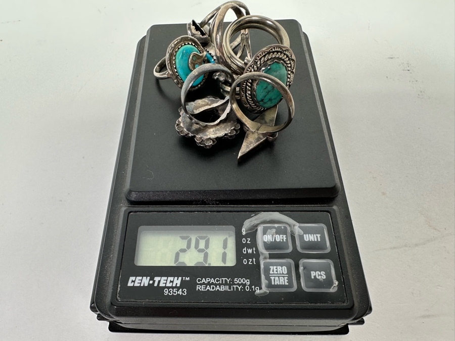 Six Sterling Silver Turquoise Rings 29.1g [CA] [Photo 11]