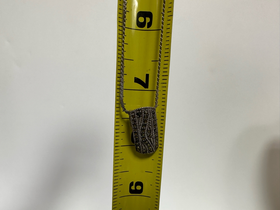 Vintage Sterling Silver Marcasite Pendant With 15' Sterling Necklace And Matching Earrings 12.8g [CA] [Photo 7]