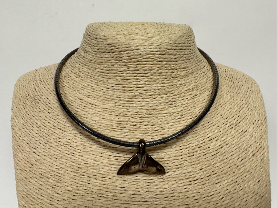 Sterling Silver Whale Tail Pendant With Sterling 19' Necklace 29.3g [CA] [Photo 2]