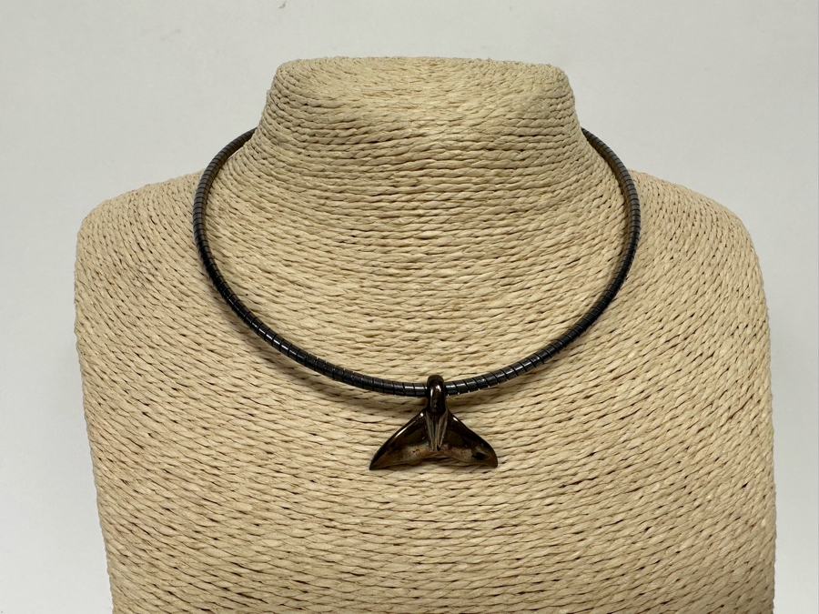 Sterling Silver Whale Tail Pendant With Sterling 19' Necklace 29.3g [CA] [Photo 3]