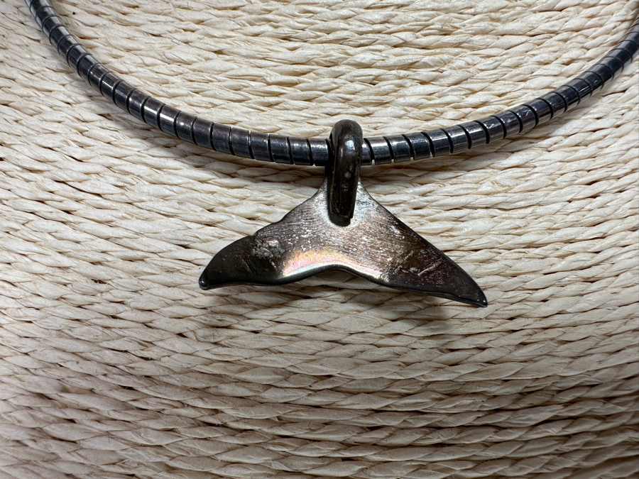 Sterling Silver Whale Tail Pendant With Sterling 19' Necklace 29.3g [CA] [Photo 4]