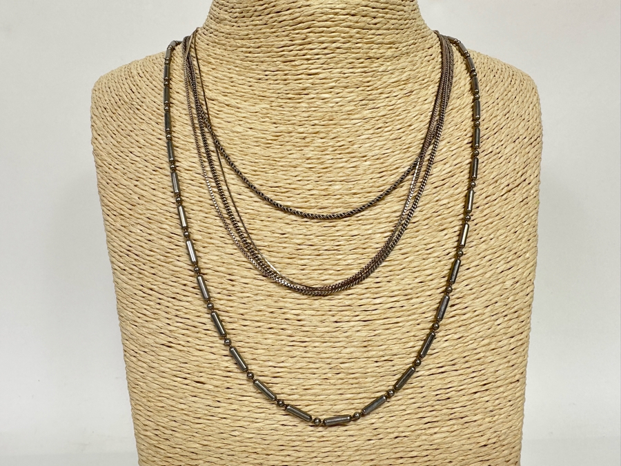 Five Sterling Silver Necklaces Of Various Lengths 24.5g [CA] [Photo 2]