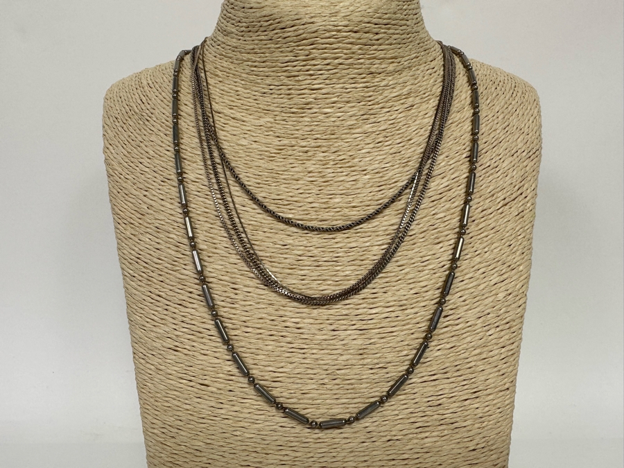 Five Sterling Silver Necklaces Of Various Lengths 24.5g [CA] [Photo 3]