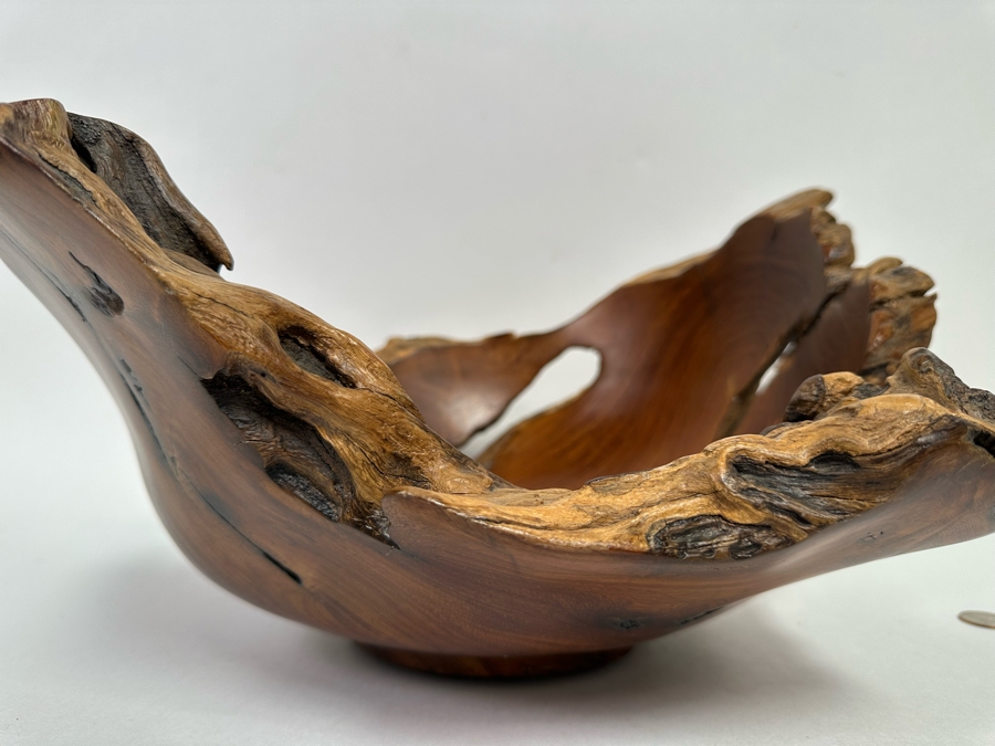 Arturo Solano Turned Costa Rica Organic Burled Walnut Sculptural Bowl, Signed 17W X 17D X 9H [CR] [Photo 6]
