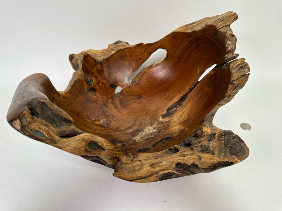 Arturo Solano Turned Costa Rica Organic Burled Walnut Sculptural Bowl, Signed 17W X 17D X 9H [CR] [Photo 3]
