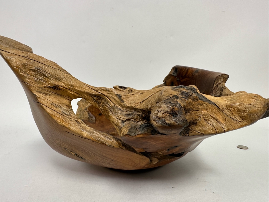 Arturo Solano Turned Costa Rica Organic Burled Walnut Sculptural Bowl, Signed 17W X 17D X 9H [CR] [Photo 8]