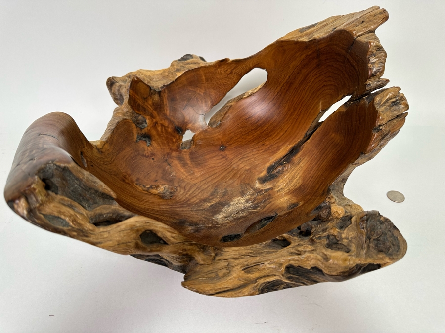 Arturo Solano Turned Costa Rica Organic Burled Walnut Sculptural Bowl, Signed 17W X 17D X 9H [CR] [Photo 4]