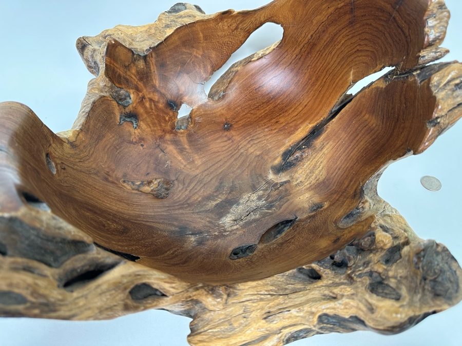 Arturo Solano Turned Costa Rica Organic Burled Walnut Sculptural Bowl, Signed 17W X 17D X 9H [CR] [Photo 5]