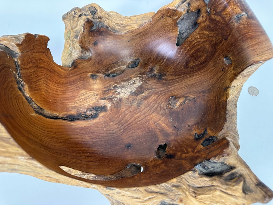 Arturo Solano Turned Costa Rica Organic Burled Walnut Sculptural Bowl, Signed 17W X 17D X 9H [CR] [Photo 9]