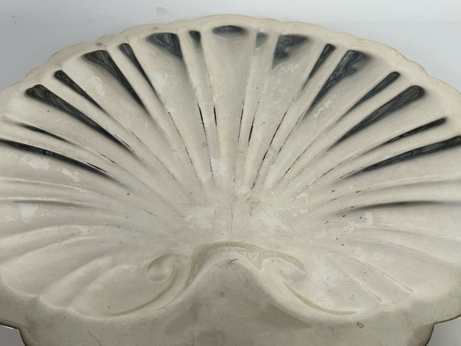 Large Vintage Silverplate Footed Shell Centerpiece Dish 17W X 16D X 1.5H [Photo 4]