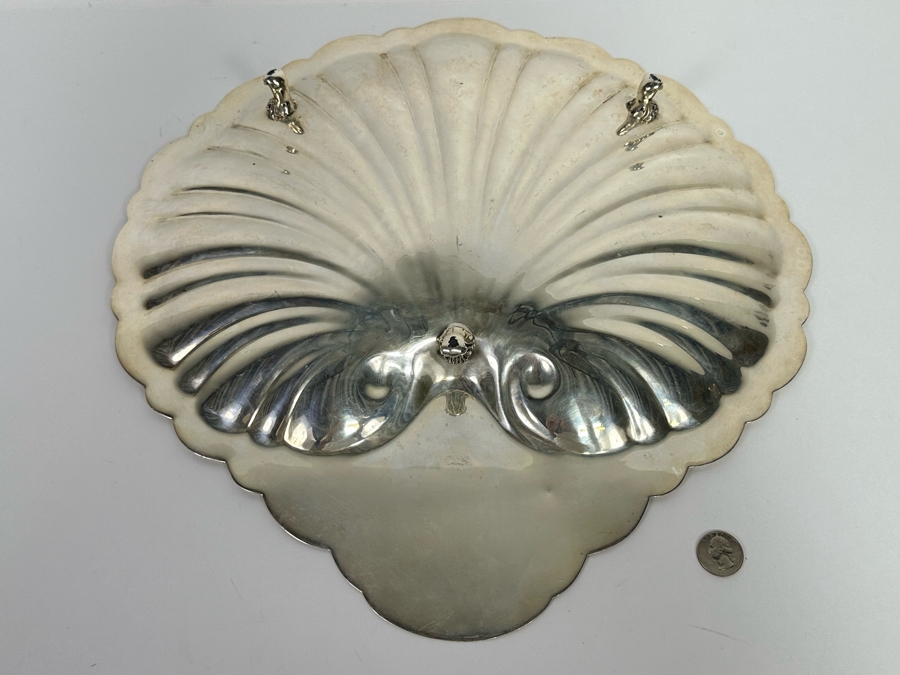 Large Vintage Silverplate Footed Shell Centerpiece Dish 17W X 16D X 1.5H [Photo 5]