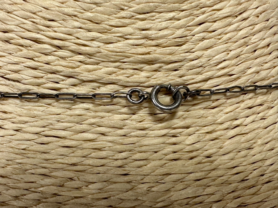 Vintage Sterling Silver Orange Red Jasper Agate & Marcasite 15' Necklace 10.5g [Photo 8]