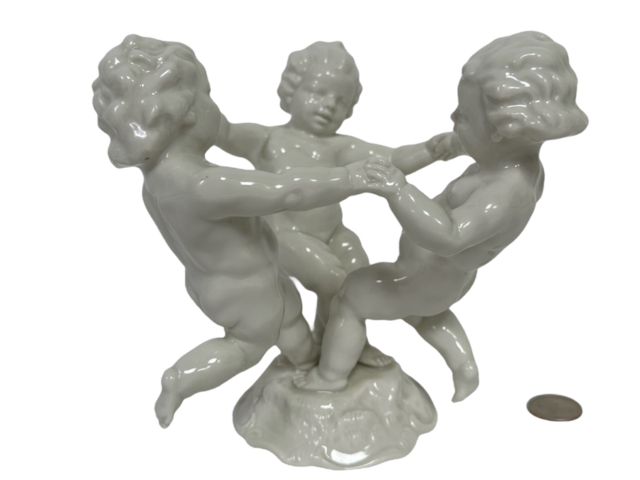 Vintage White Porcelain Dancing Children Figurine 6W X 6.5H [Photo 1]