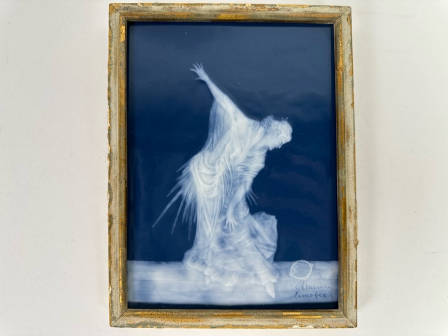 Vintage Limoges Pate-Sur-Pate Porcelain Plaque Signed A. Barriere Framed 6.5 X 8.5 [Photo 3]