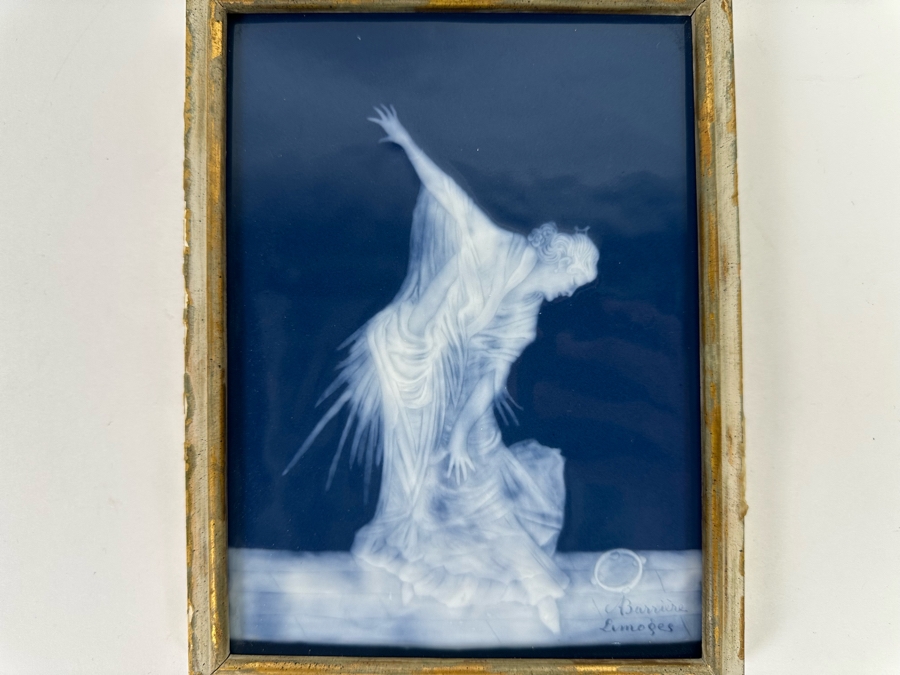 Vintage Limoges Pate-Sur-Pate Porcelain Plaque Signed A. Barriere Framed 6.5 X 8.5 [Photo 2]