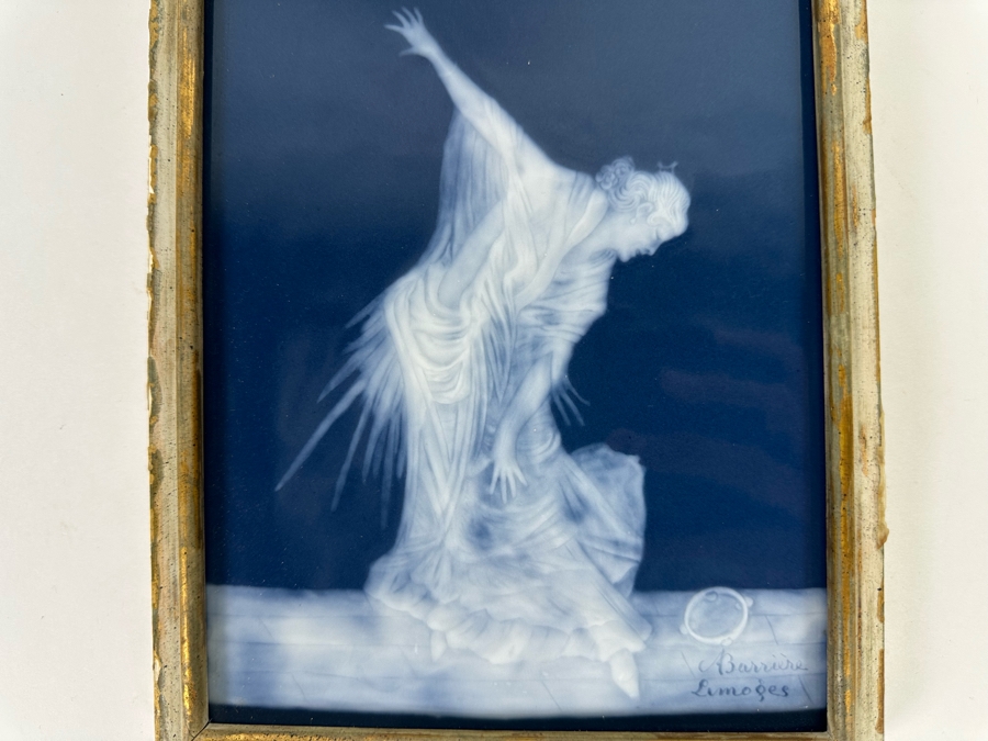 Vintage Limoges Pate-Sur-Pate Porcelain Plaque Signed A. Barriere Framed 6.5 X 8.5 [Photo 4]