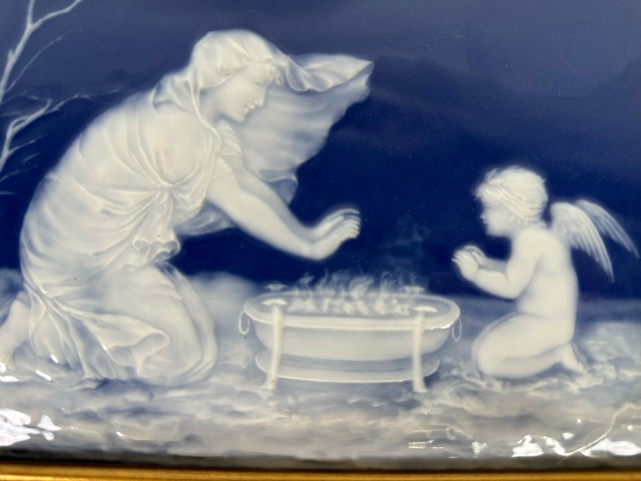 Vintage Auguste Riffaterre Limoges Pate-Sur-Pate Porcelain Plaque Framed 10.5 X 7.5 [Photo 3]