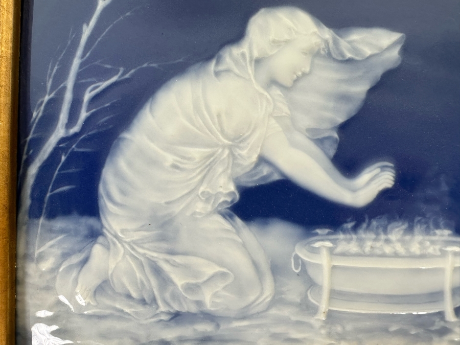 Vintage Auguste Riffaterre Limoges Pate-Sur-Pate Porcelain Plaque Framed 10.5 X 7.5 [Photo 4]