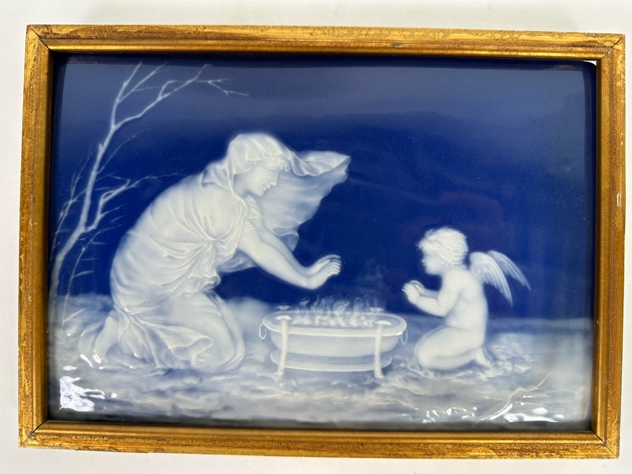 Vintage Auguste Riffaterre Limoges Pate-Sur-Pate Porcelain Plaque Framed 10.5 X 7.5 [Photo 2]