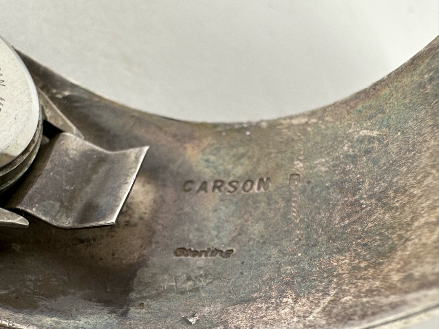 Carson B. Signed Sterling Silver Native American Watch Band Cuff 2.75W With Watch 52.7g [Photo 11]