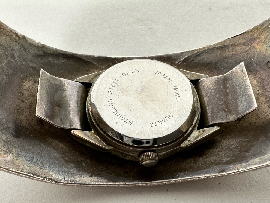 Carson B. Signed Sterling Silver Native American Watch Band Cuff 2.75W With Watch 52.7g [Photo 14]
