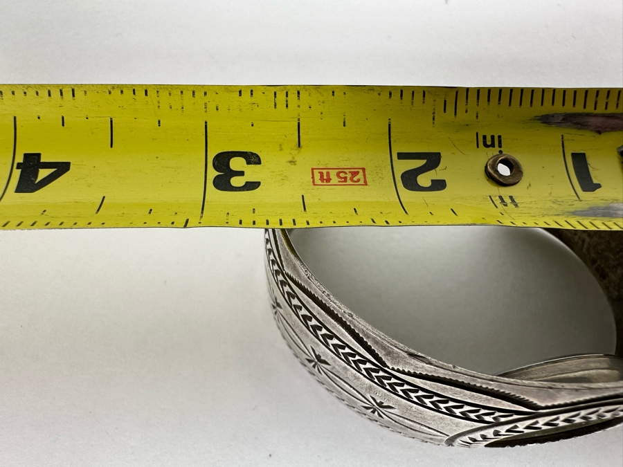 Carson B. Signed Sterling Silver Native American Watch Band Cuff 2.75W With Watch 52.7g [Photo 15]