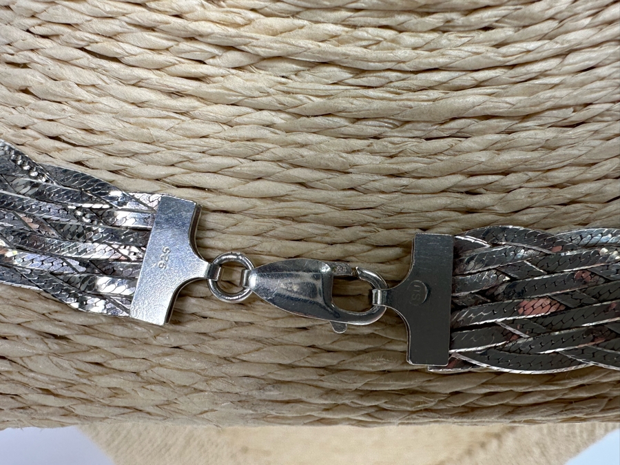 9-Strand Woven Sterling Silver 17' Necklace 22.5g [Photo 8]