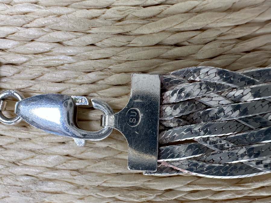 9-Strand Woven Sterling Silver 17' Necklace 22.5g [Photo 9]