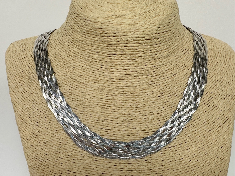 9-Strand Woven Sterling Silver 17' Necklace 22.5g [Photo 2]
