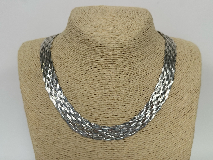 9-Strand Woven Sterling Silver 17' Necklace 22.5g [Photo 7]