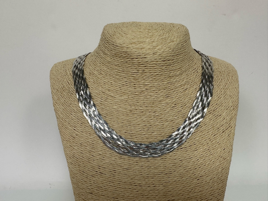 9-Strand Woven Sterling Silver 17' Necklace 22.5g [Photo 3]
