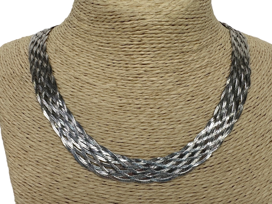 9-Strand Woven Sterling Silver 17' Necklace 22.5g [Photo 1]