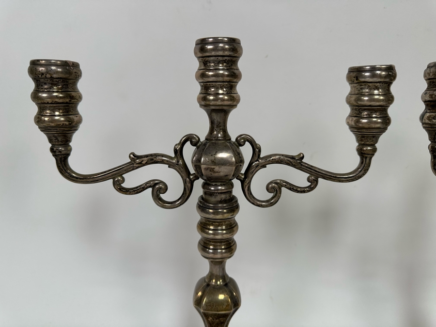 Pair Of Weighted Sterling Silver Candelabras 10W X 13H [Photo 6]