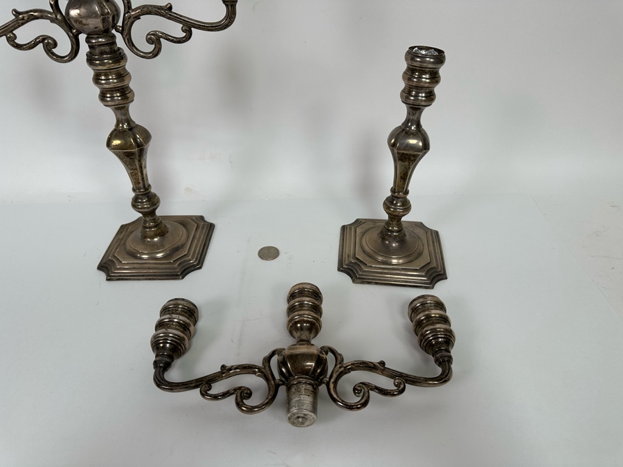 Pair Of Weighted Sterling Silver Candelabras 10W X 13H [Photo 10]
