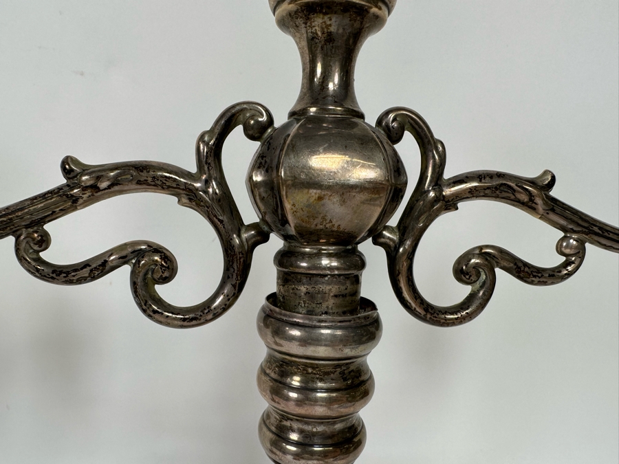 Pair Of Weighted Sterling Silver Candelabras 10W X 13H [Photo 8]