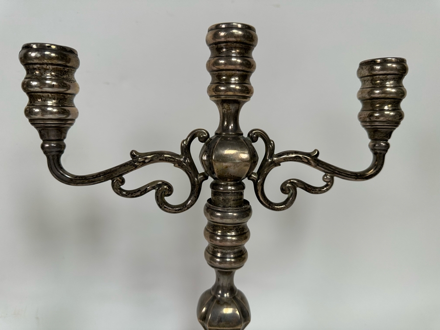 Pair Of Weighted Sterling Silver Candelabras 10W X 13H [Photo 7]